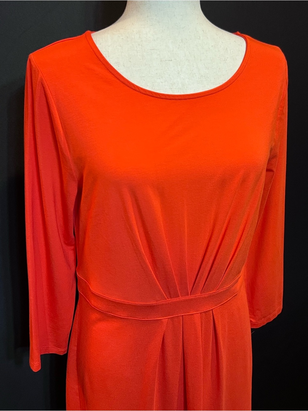 Talbots Bright Orange Long-Sleeve A-Line Jersey Dress - Picture 4 of 7